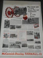 MCCORMICK DEERING FARMALL 12 Tractor Sales Brochure Poster c.1920 IH