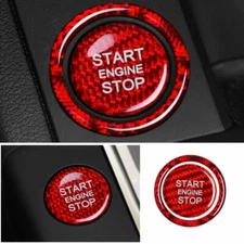 For Audi A3 S3 2014-2020 Red Carbon Fiber One-Button Start Switch Cover Trim 2PC