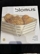 New Blomus Bread Basket Sand Bread Basket Delara Chrome Steel and Cotton Fabric