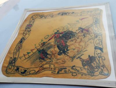 Souvenir scarf from the Golden Spike Days Festival, Omaha, Nebraska, 1939 CowBoy