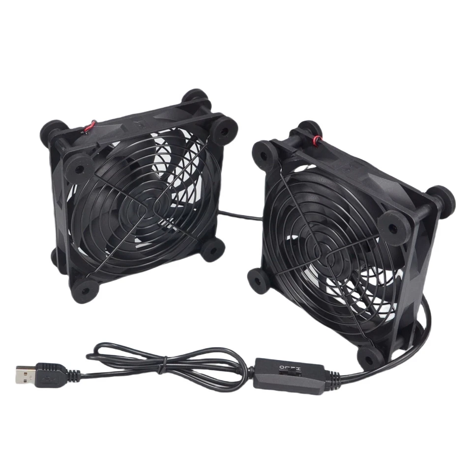 Quiet Dual 120mm 5V USB Computer PC Fan with Speed Controller for Router Desktop - Image 2 of 4