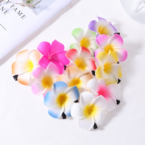 24Pcs claw clips flower 2.4 Inch Plumeria Flower Hair Accessories - Picture 3 of 12