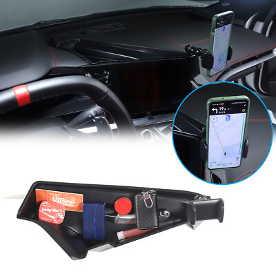 Black Navigation Back Storage Box Compartment Phone Holder For Corvette C8 2020+