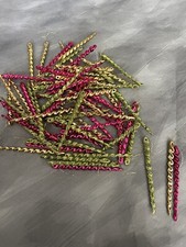 70 Glitter Icicle Ornaments Gold Pink Green