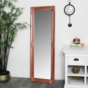 Tall Copper Wall Leaner Mirror Shabby Vintage Chic Ornate Living