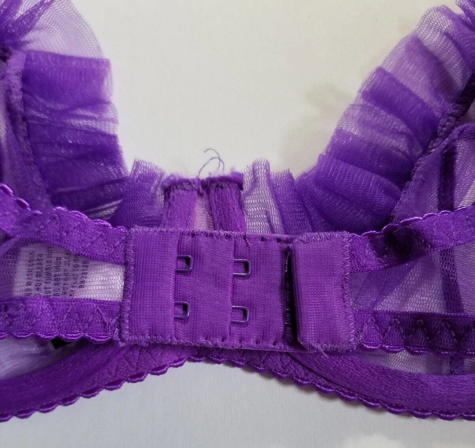 Frederick's Of Hollywood Women's Bra Purple Nesh Ruffle Size 36 SEXY - Image 3 of 4