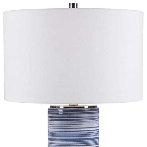Uttermost Montauk Ceramic and Steel Striped Table Lamp in White and Indigo - Picture 5 of 10