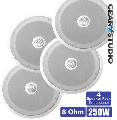 4x 250w Hi Fi Ceiling Speakers Passive Surround Sound White Finish