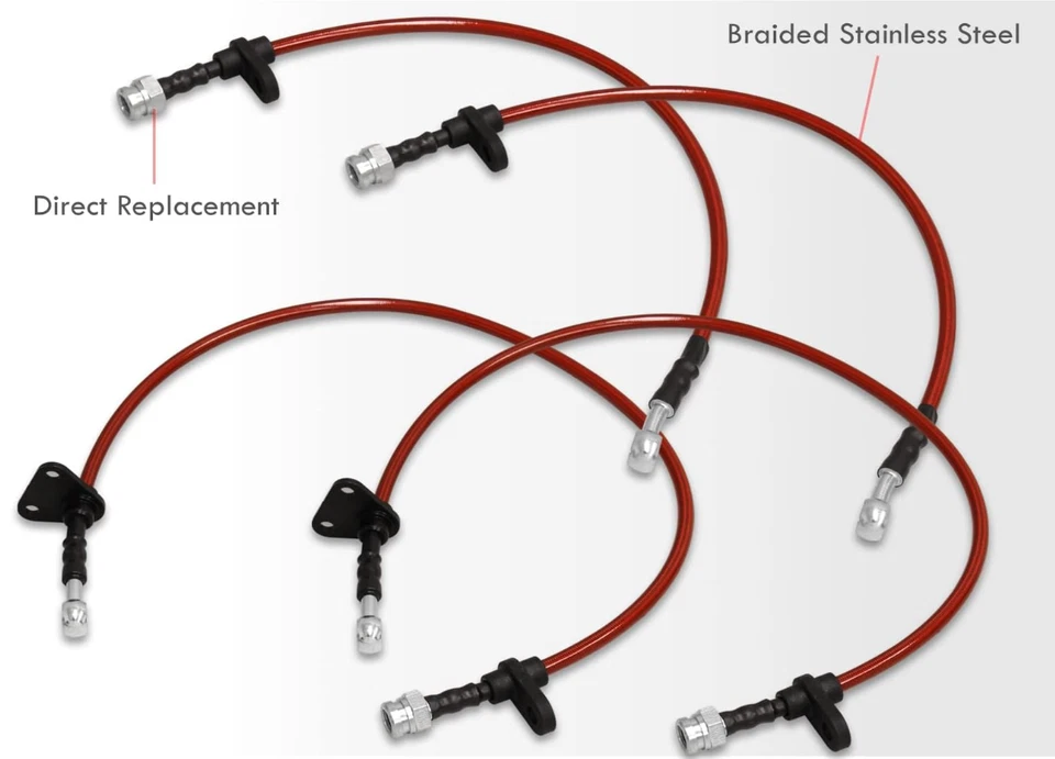 Línea de freno trenzada de acero inoxidable Fit Acura Integra 94-97 Honda Civic 92-95 Foto 2 de 4