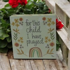Nursery Decor Baby Shower Gift For this child I have prayed Box Sign Floral