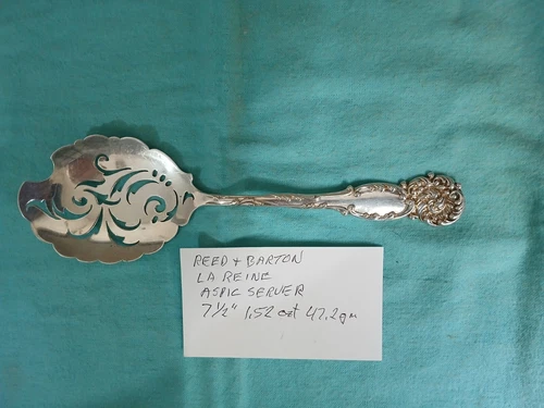 518. Reed & Barton La Reine Sterling Aspic Server 7.5" 1.52 ozt No Mono Scarce