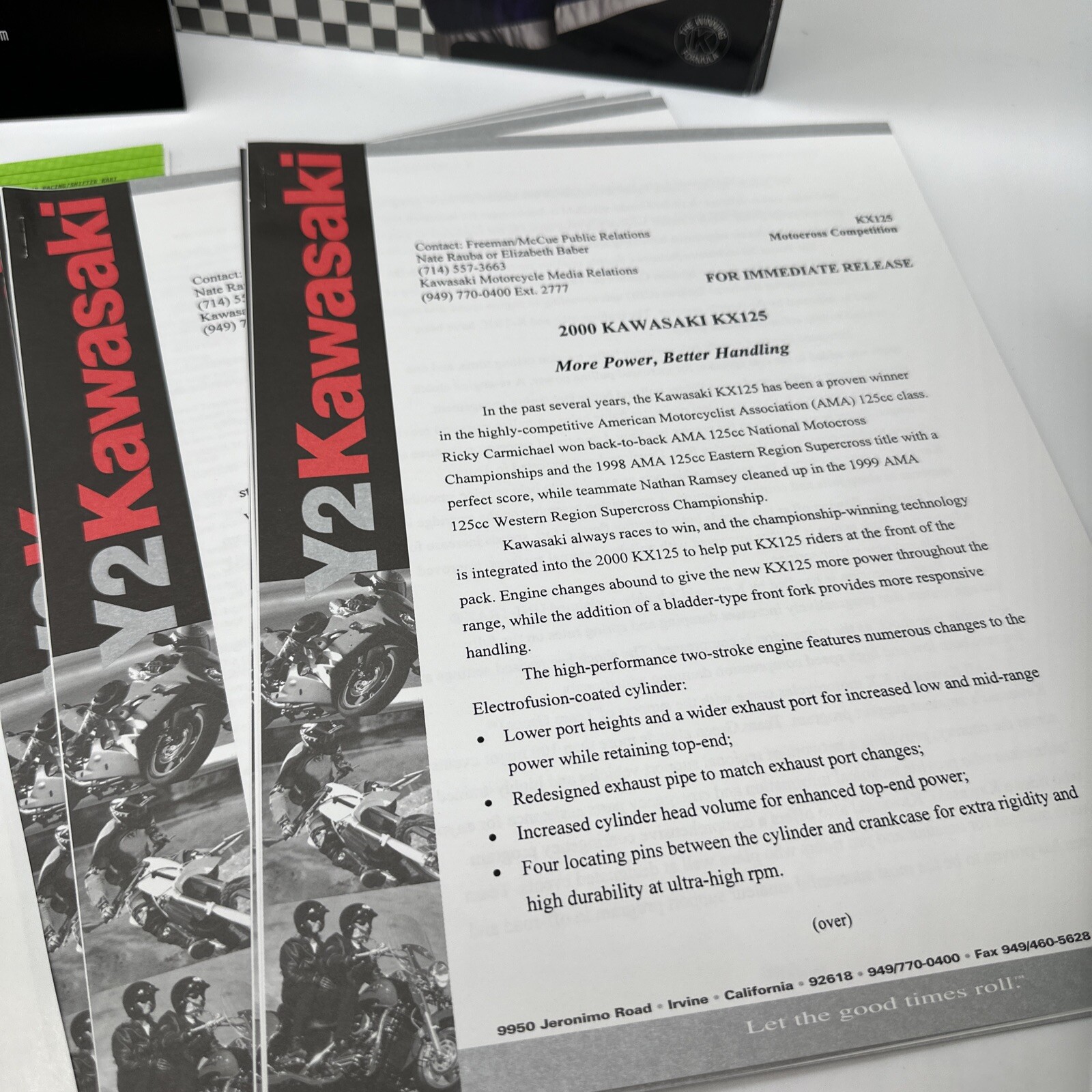 2000 Kawasaki Dealer Information Packet Ricky Carmichael Rare !🔥kx125 Kx250