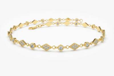 Diamond bracelet milgrain bracelet 60 brilliant-cut diamonds 0.55ct vs G in 14K 585 gold