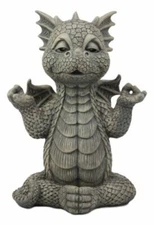Whimsical Inner Peace Garden Yoga Asana Meditating Dragon Statue Decor Figurine