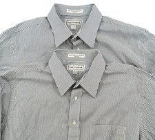 Paul Fredrick Shirt Mens 17 35 Striped Two Ply Cotton Pinpoint Office LOT of 2