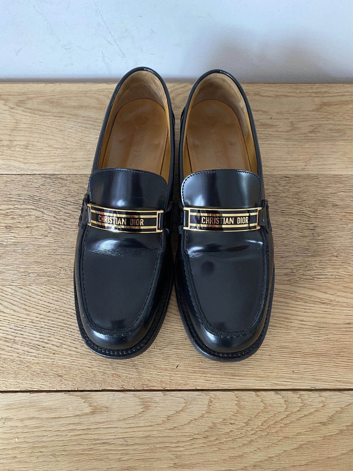 Mocassins femme A6 Christian Dior noir cuir véritable UK 7 EU 40