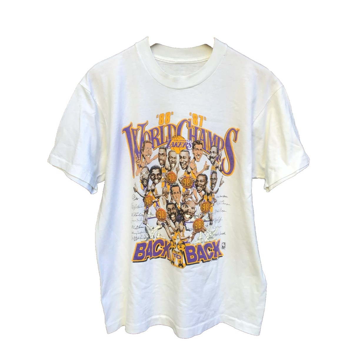 Vintage 80s Los Angeles Lakers back to back 87 88 players nba t shirt mens  large