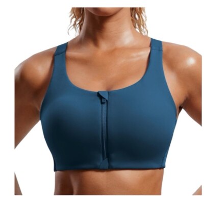 Layer 8 Teal Blue Zip-Front Sports Bra Size Small NWT High-Impact Activewear