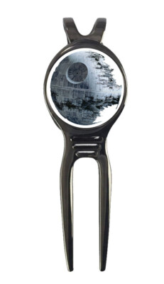 Death Star Golf Ball Marker + Black Gunmetal Divot Tool Star Wars Darth