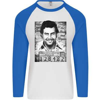 Pablo Escobar Mug Shot Mens L/S Baseball T-Shirt