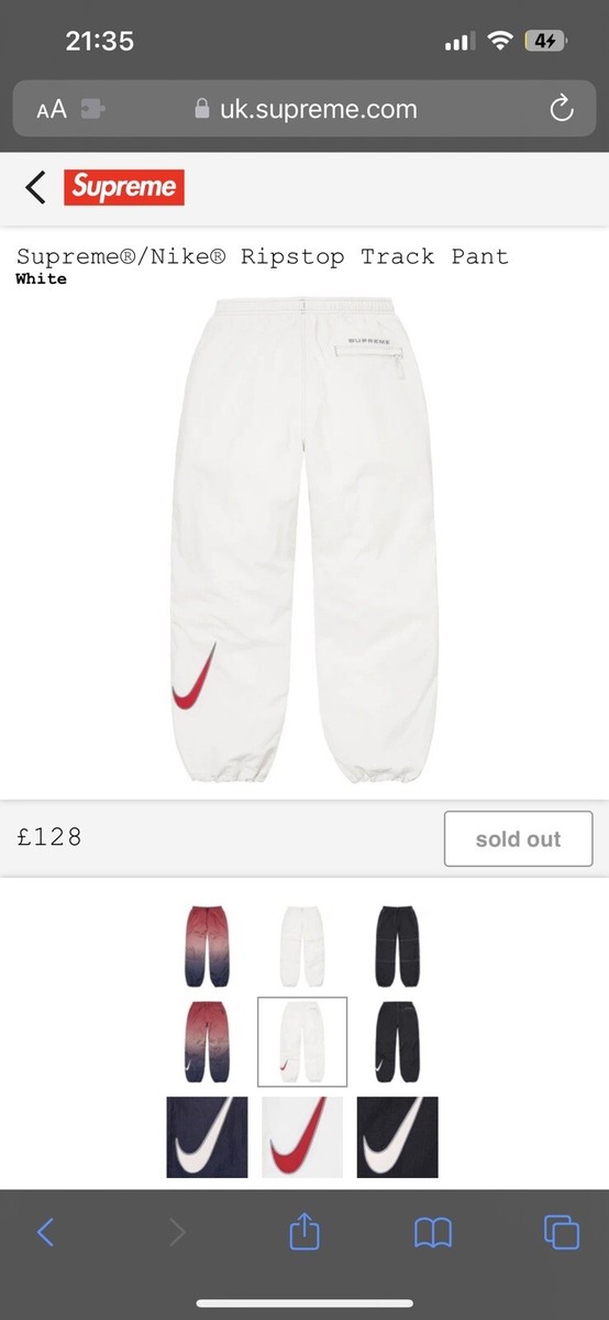 Supreme X Nike Track Pants White Size M Brand New With Tags Supreme X Nike Track Pants White Size M Brand New With Tags