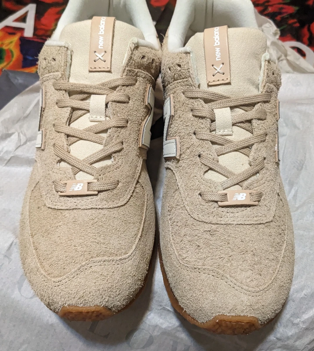 New balance 574 white with veg tan sales