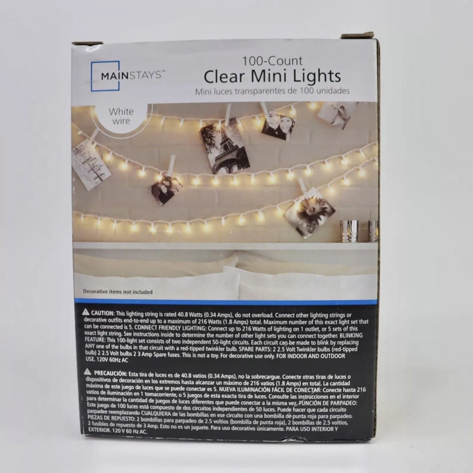 Mainstays 100 Count Clear Mini 22 Foot String Lights Indoor Outdoor - Set Of 10 - Image 3 of 4