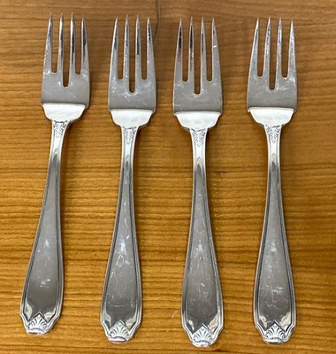 Buccellati Italy Piedmont Silver Plate Salad Forks 6 3/4  Set Of 4 EUC
