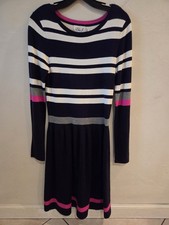 Eliza J Sweater Dress Size Small Navy, Pink And White Long Sleeve