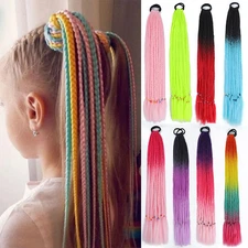 Synthetic Colored Ponytail Hair Extension 60CM Band Braiding Ponytail Girls