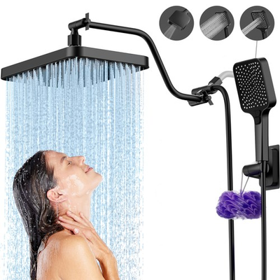 #ad Rainfall Shower Head 13 Inch Black Shower Head Combo High pressure Rain Sho... $64.91
