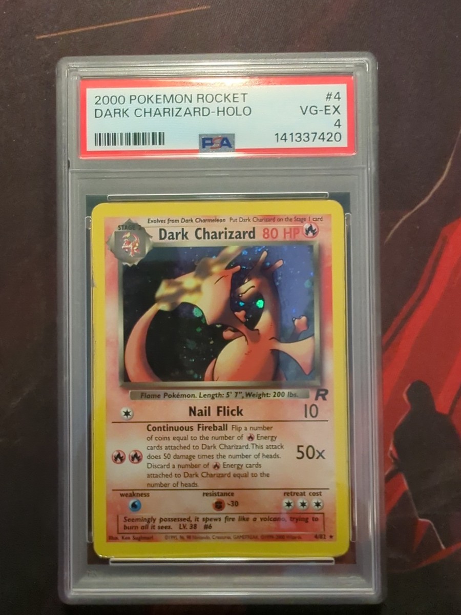 Pokmon TCG Team Rocket Dark Charizard 4/82 Holo Rare PSA 4