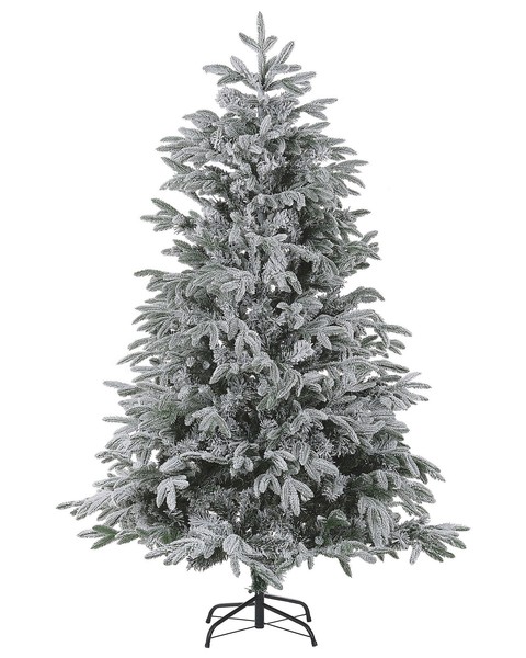 KüNstlicher Weihnachtsbaum Mit Schnee 210 Cm Schneebedeckt Weiß Bassie-image