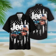 Jeep And Flag Hawaiian Shirt