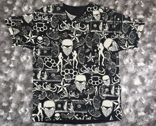 Vintage No Fear So Cal Skins Skulls Y2K All-Over Print AOP T-Shirt - Size LARGE