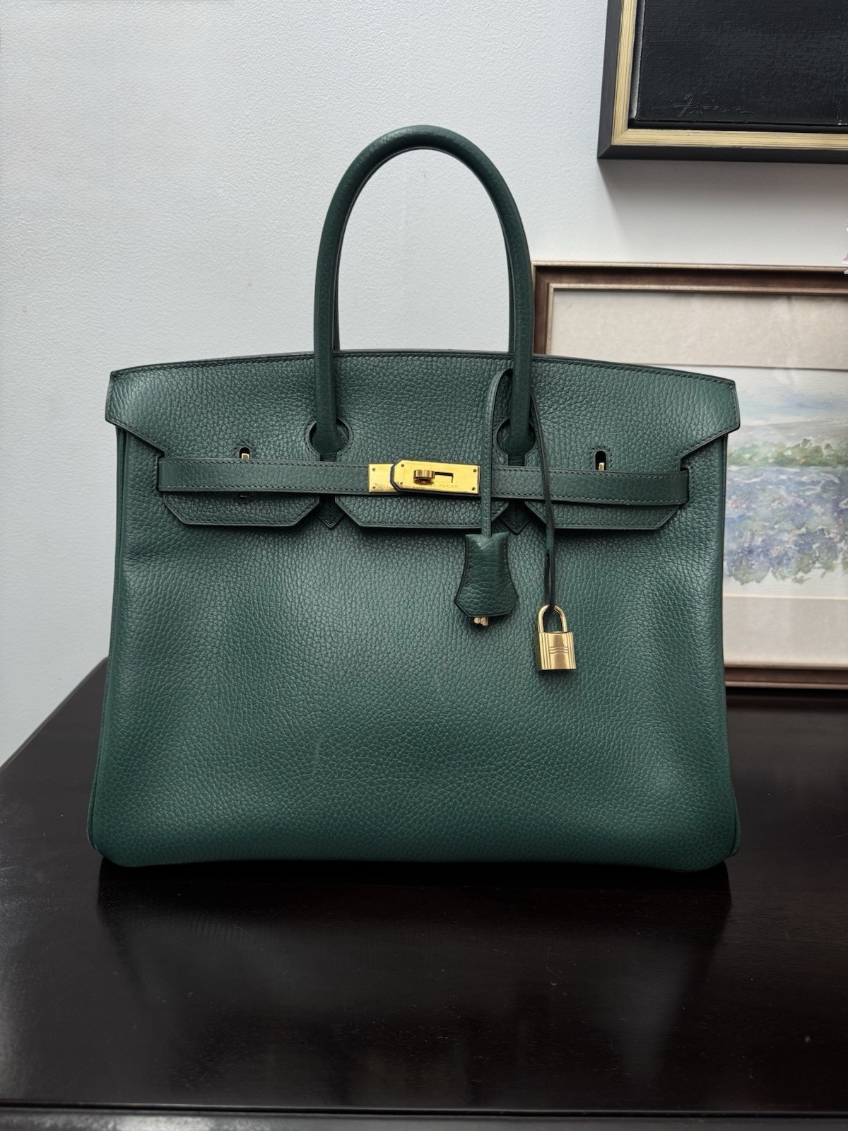 Authentic Vintage Birkin 35 Ardennes Vert GHW image 2