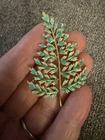 Gold Tone Fern Leaf Tree Brooch Autumn Fall Vintage Costume Jewelry