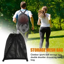 Drawstring Backpack Mesh Bag Portable Football Basketball Storage Sports· S4P3