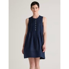 QUINCE European linen sleeveless swing dress in navy blue M