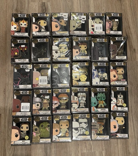 Lot of 30 - Funko Pop Enamel Pins - STAR WARS - No Duplicates! AWESOME!!!