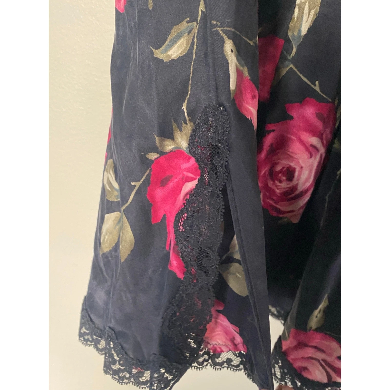 UNDERCOVER Y2K Victorias Secret abito slip seta floreale rose medio pizzo dettagli schiena