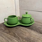 Fiestaware Shamrock Green Sugar Creamer Tray HLC USA 4PC Set