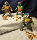 Vintage 1991 TMNT Ninja Turtles Storage Shell 3 Figures Lot Set Accessories