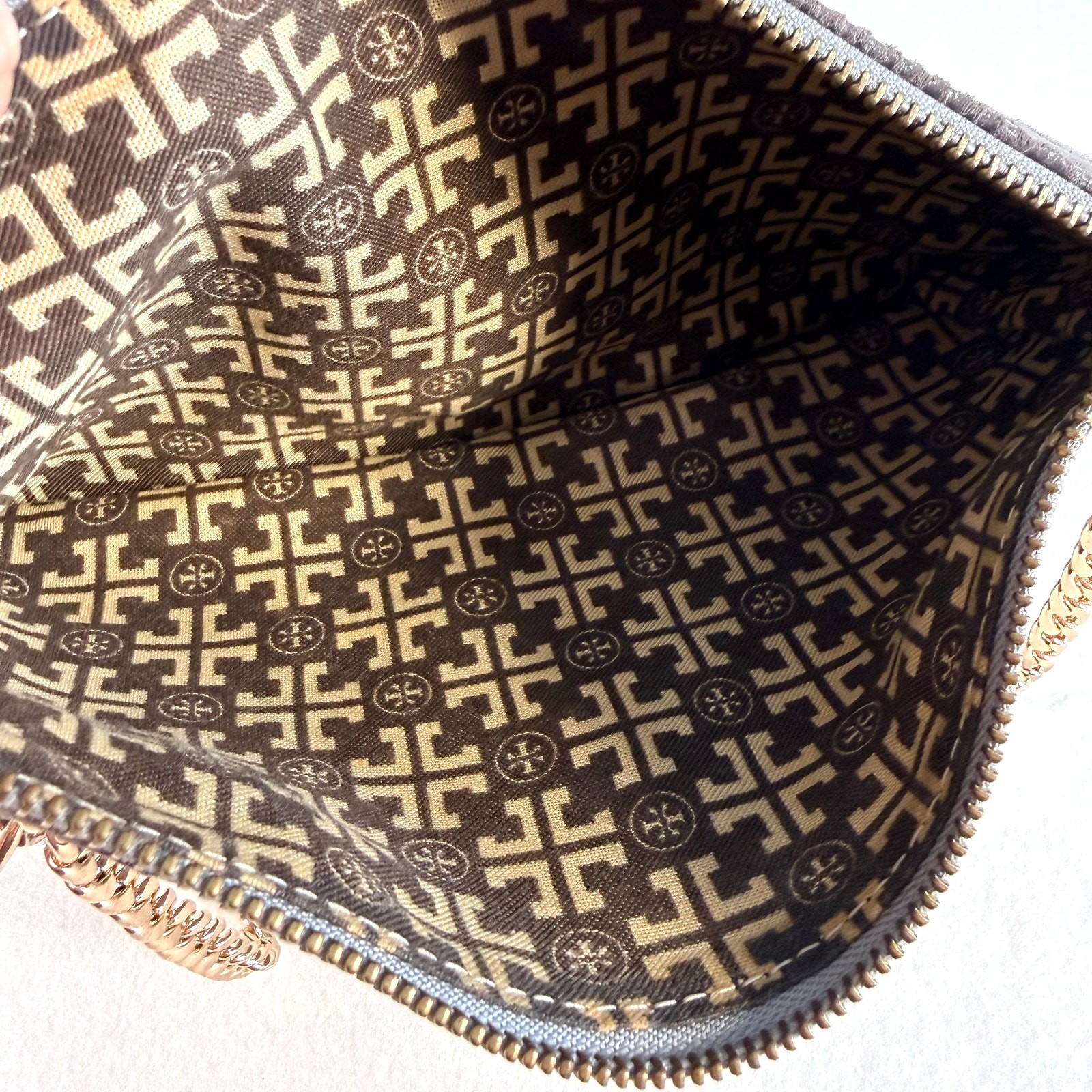 Tory Burch Python Print Leather Foldover Clutch C… - image 6