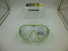 NEW CRESSI F-DUAL SCUBA DIVE / DIVING MASK LIME WITH CLEAR LENSES & CARRY CASE
