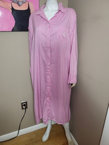 Lauren Ralph Lauren Pink Striped Sleep Shirt Size 2X - Picture 3 of 6