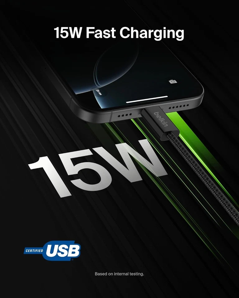 Belkin USB a to USB C Cable 2-Pack, 6.6Ft, 15W - Type C Charger, Iphone Charger - Image 2 of 4