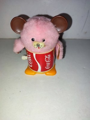 KLEINER MECHANISCHER WERBEBÄR COCA COLA DOSE VINTAGE PANDY TOYS PUB