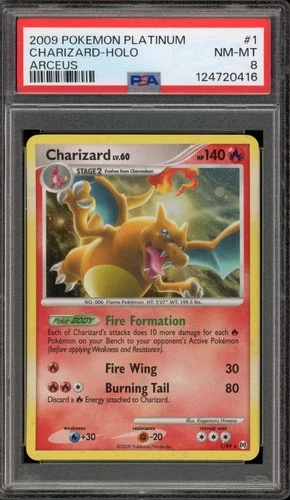 Pokemon Charizard Platinum Arceus Holo Rare #1 PSA 8