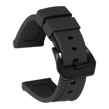 Silicone Watch Bands 22mm Soft Watch Band with Black Buckle, Black